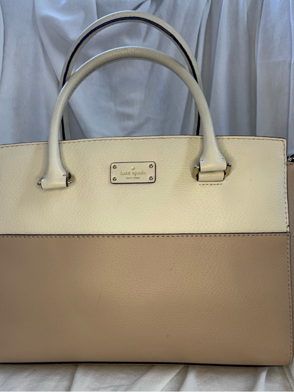 kate spade Cream and Tan Two-Tone Leather Satchel